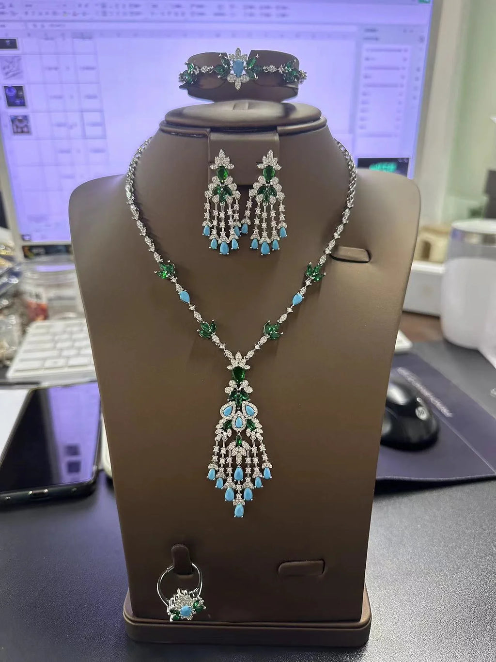 Exquisite Turquoise Dubai Jewelry Set