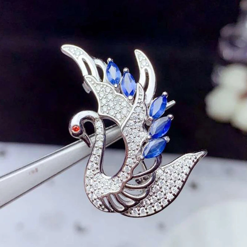 Brooch 925 Silver Swan Jewelry