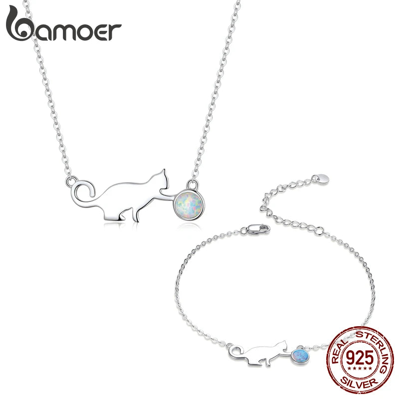 Cat & Ball 925 Sterling Set