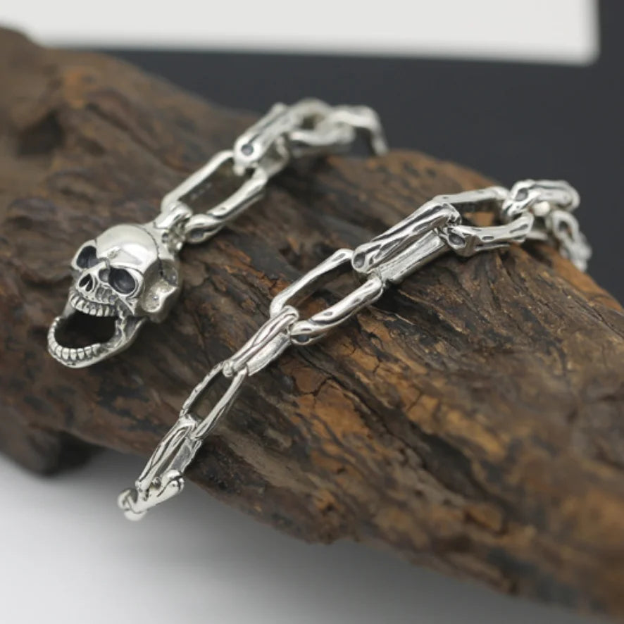 Sterling 925 Silver Men's Skull Bracelet