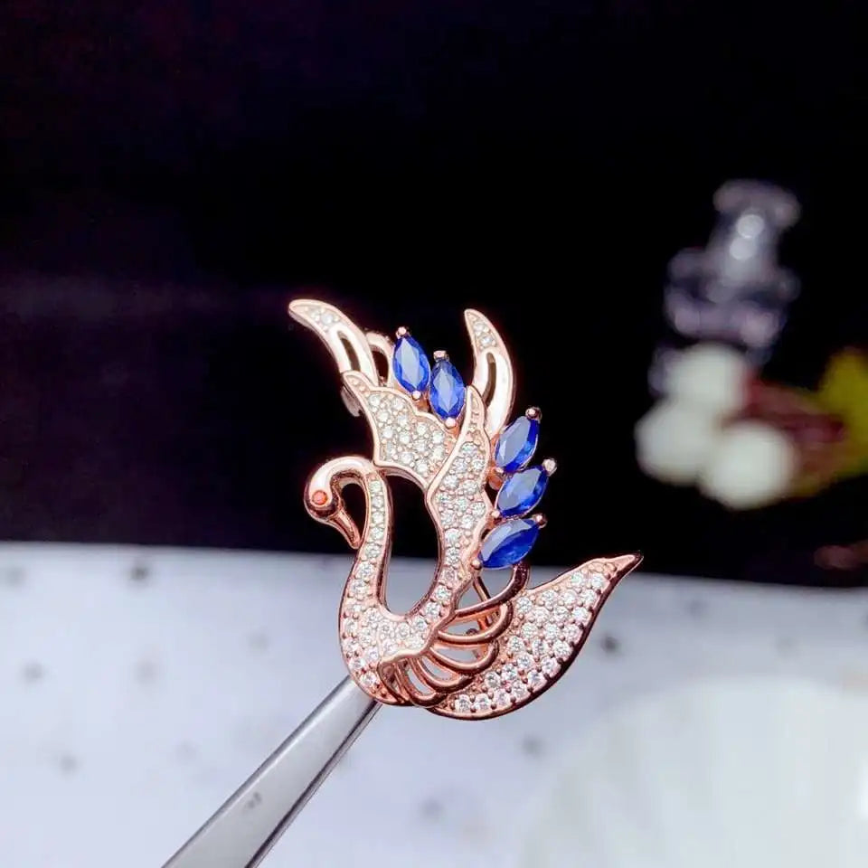 Brooch 925 Silver Swan Jewelry