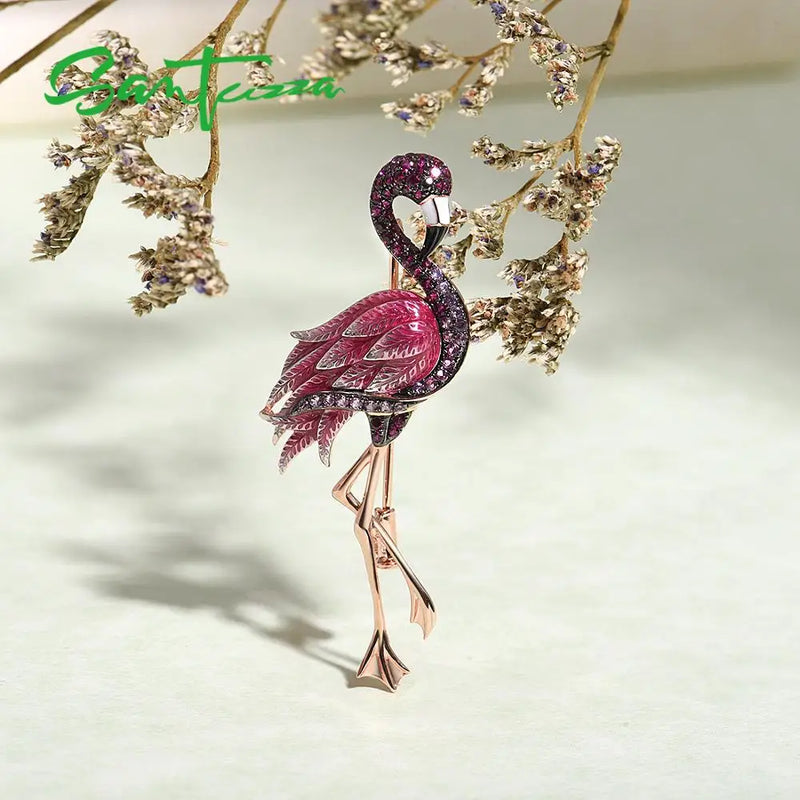 Flamingo Brooch (Sterling Silver)