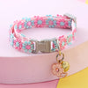 Rainbow Lace Flower Pet Collar