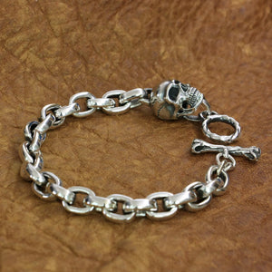 Sterling 925 Skull Men's Bracelet