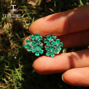 Green Flower Sterling Gemstone Earrings