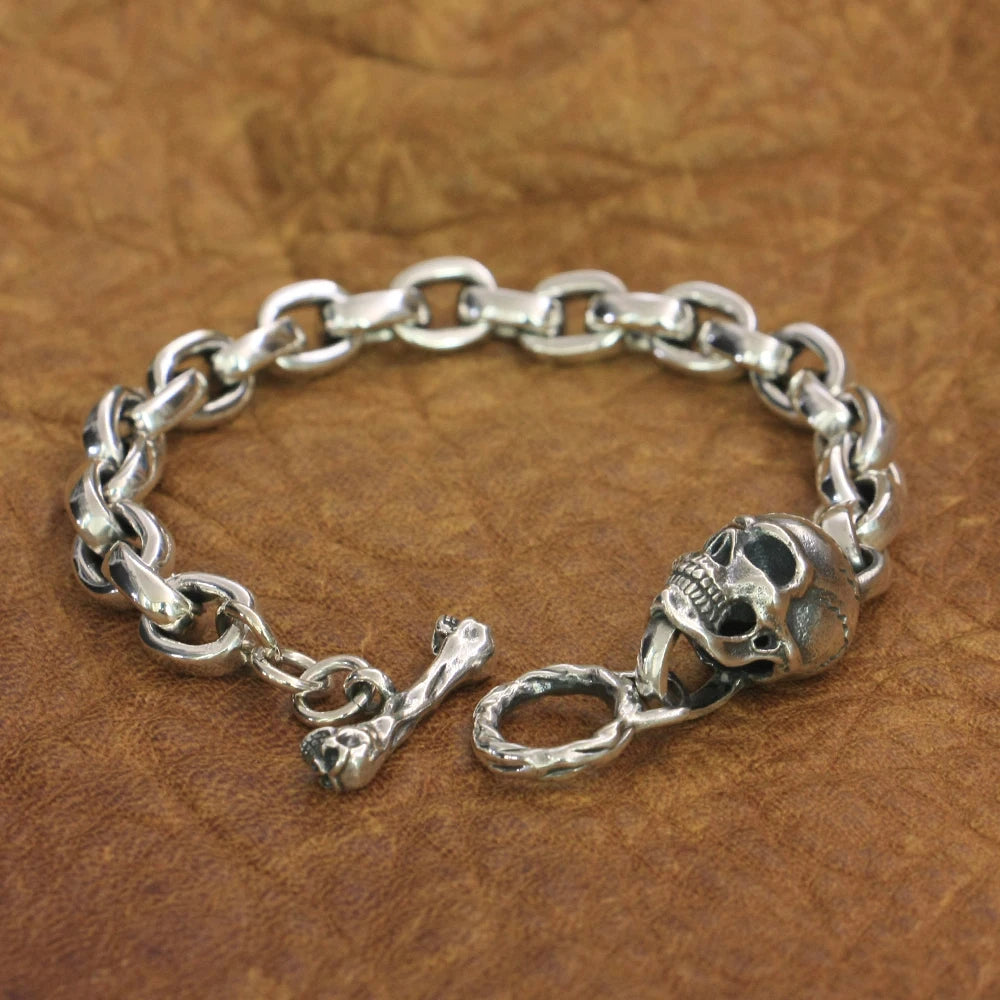 Sterling 925 Skull Men's Bracelet