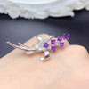 AMETHYST 18K Sterling Brooch