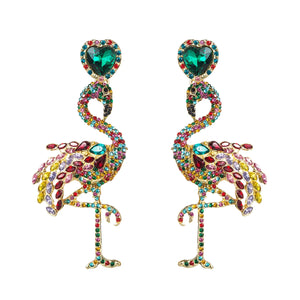 Pink Crystal Flamingo Earrings