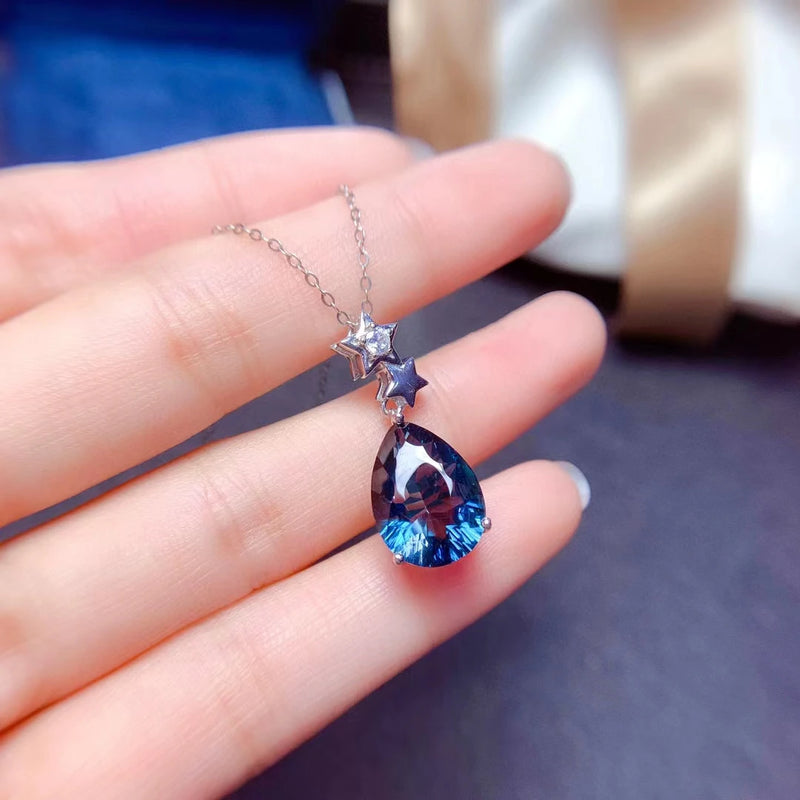 Blue Topaz Silver Necklace