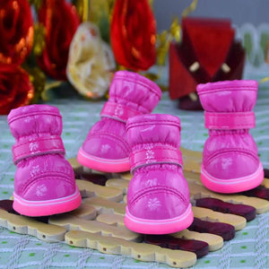 Warm Winter Pet Shoes for Winter (4 Pcs/Set)