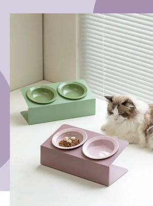 Pet Double Ceramic Bowls (with Stand)