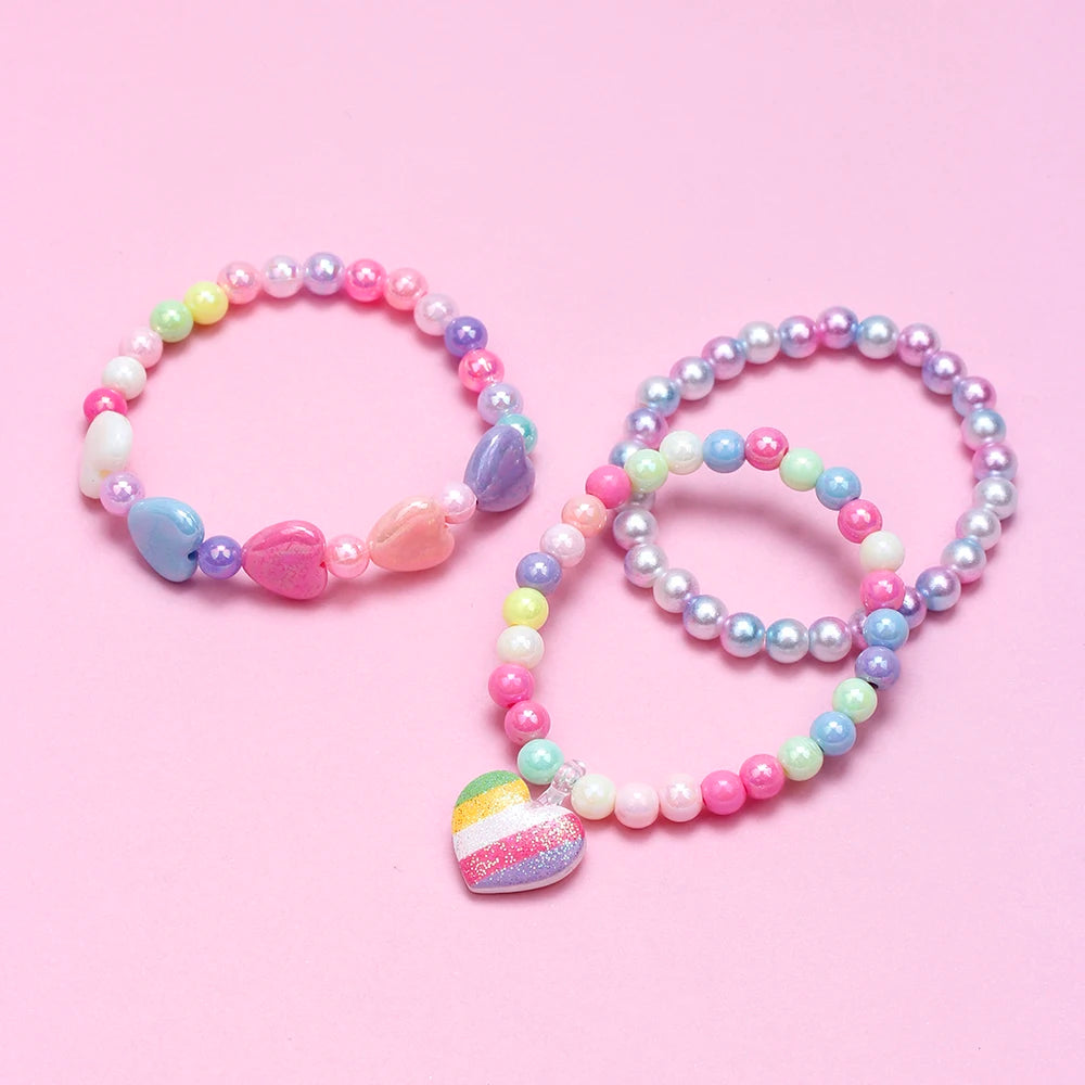 Girls Heart Charm Bracelets (3pcs)