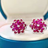 Vintage Ruby 925 Sterling Flower Earrings