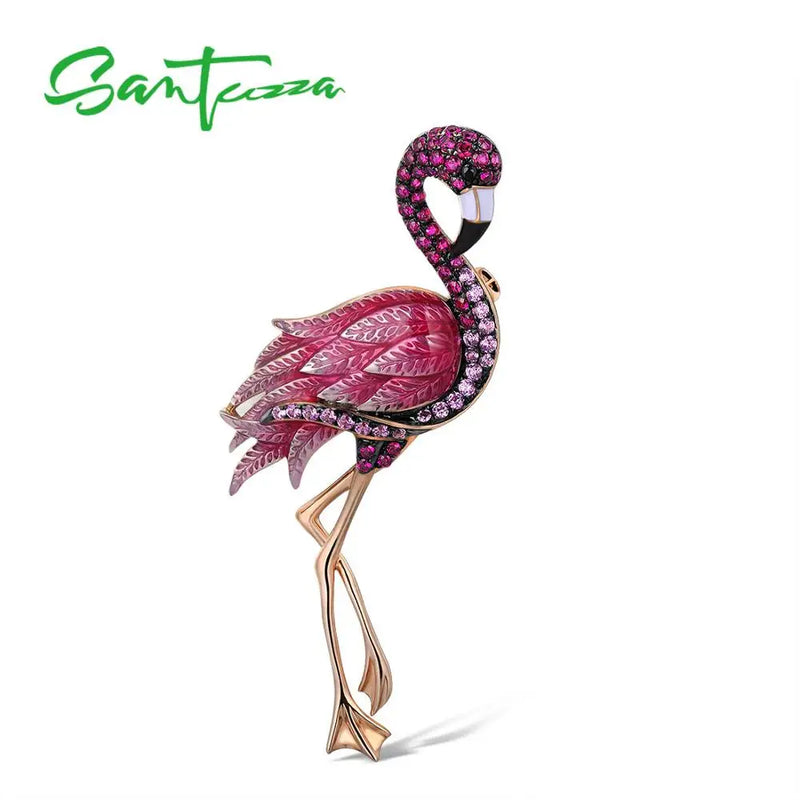 Flamingo Brooch (Sterling Silver)