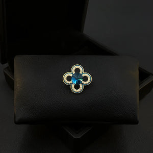 Lucky Blue Clover Collar Pin/Brooch