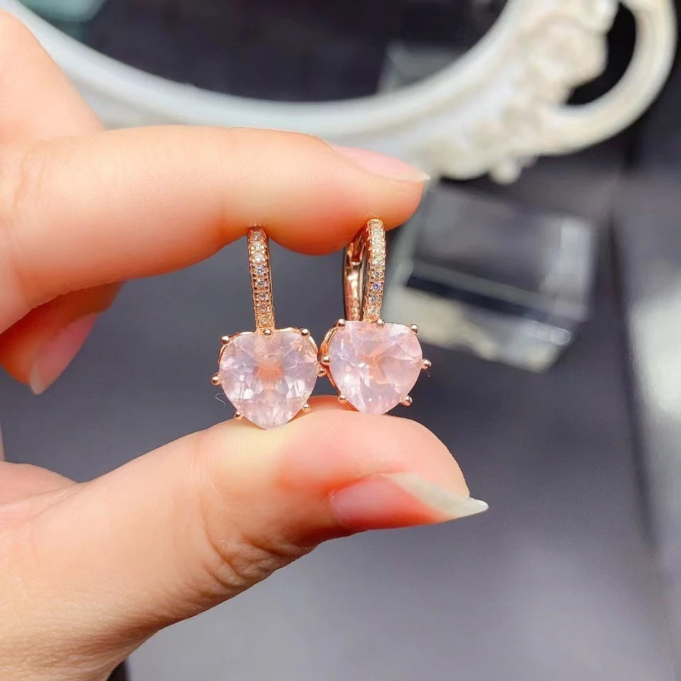 Rose Quartz 925 Sterling Earrings