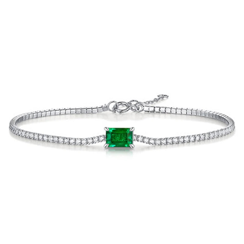 Moissanite/Emerald 925 Sterling Bracelet