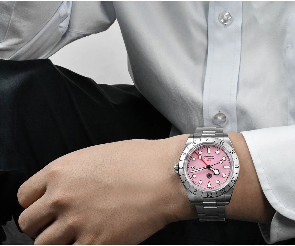 San Martin Pink Dial GMT/NH34 Classic Watch