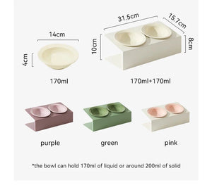 Pet Double Ceramic Bowls (with Stand)