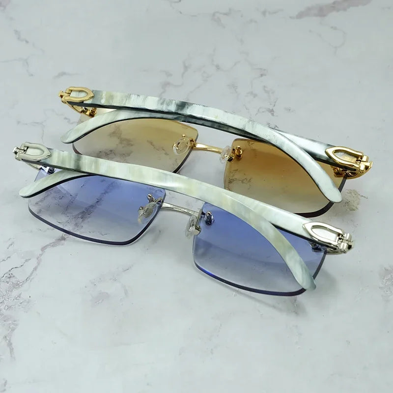 Marble Buffalo Horn Sunglasses