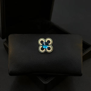 Lucky Blue Clover Collar Pin/Brooch