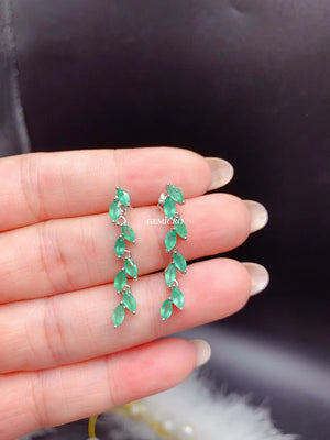 Genuine Natural Emerald Drop Earrings