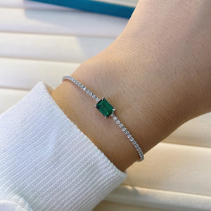 Moissanite/Emerald 925 Sterling Bracelet