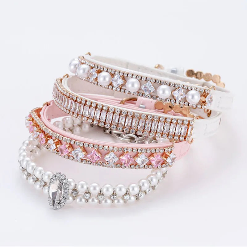 Dog/Cat Pearl Crystal Collars