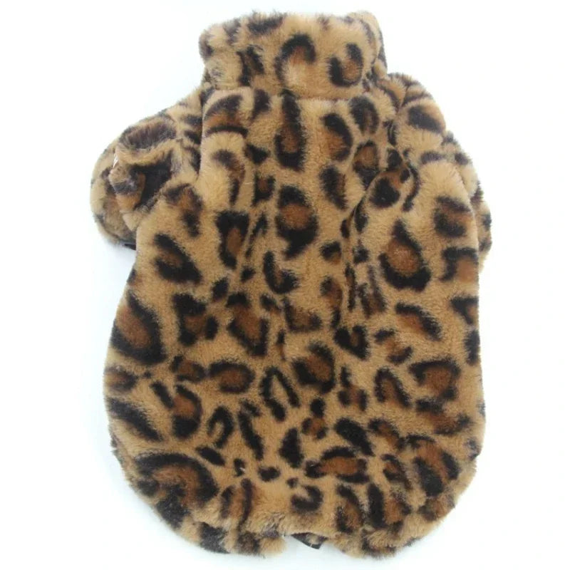 Pet Plush Leopard Dog Coat (M-6XL)