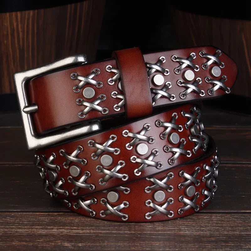 Male Rivet Leather Belts