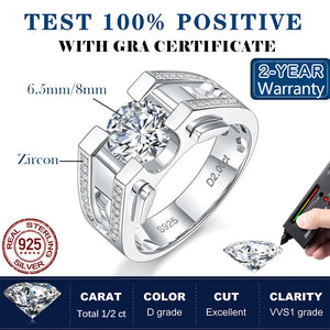 Moissanite Men's 1ct/2ct Diamond Ring