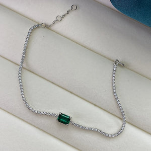 Moissanite/Emerald 925 Sterling Bracelet