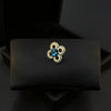 Lucky Blue Clover Collar Pin/Brooch