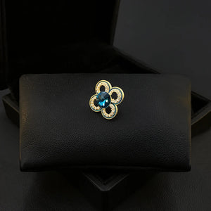 Lucky Blue Clover Collar Pin/Brooch