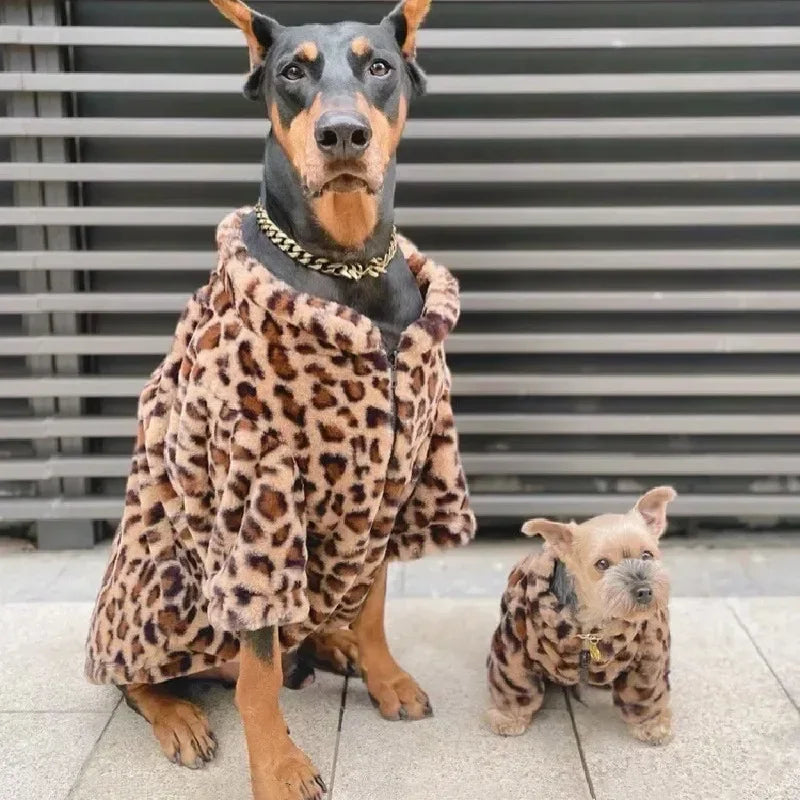 Pet Plush Leopard Dog Coat (M-6XL)