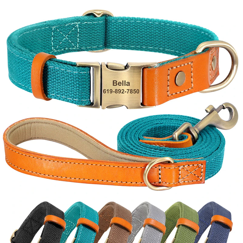 Custom ID Pet Collar + Leash Set