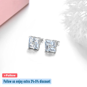 Aquamarine Sterling Silver Stud Earrings