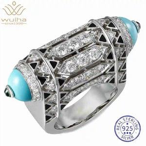 Sapphire/Blue Turquoise (925 Sterling Silver)  Ring