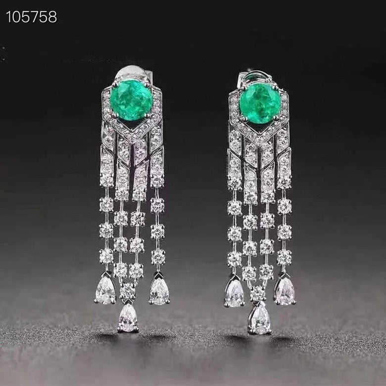 Emerald Charm - Silver Earrings