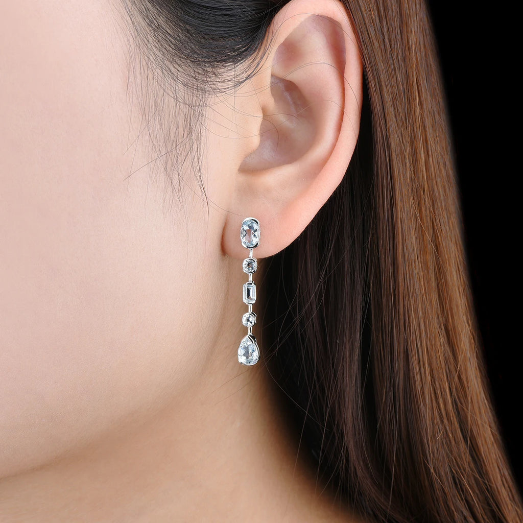 Blue Aquamarine Sterling Earrings