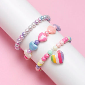 Girls Heart Charm Bracelets (3pcs)