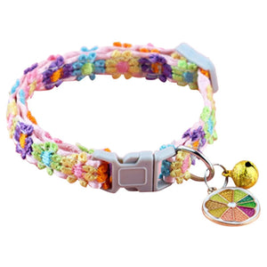 Rainbow Lace Flower Pet Collar