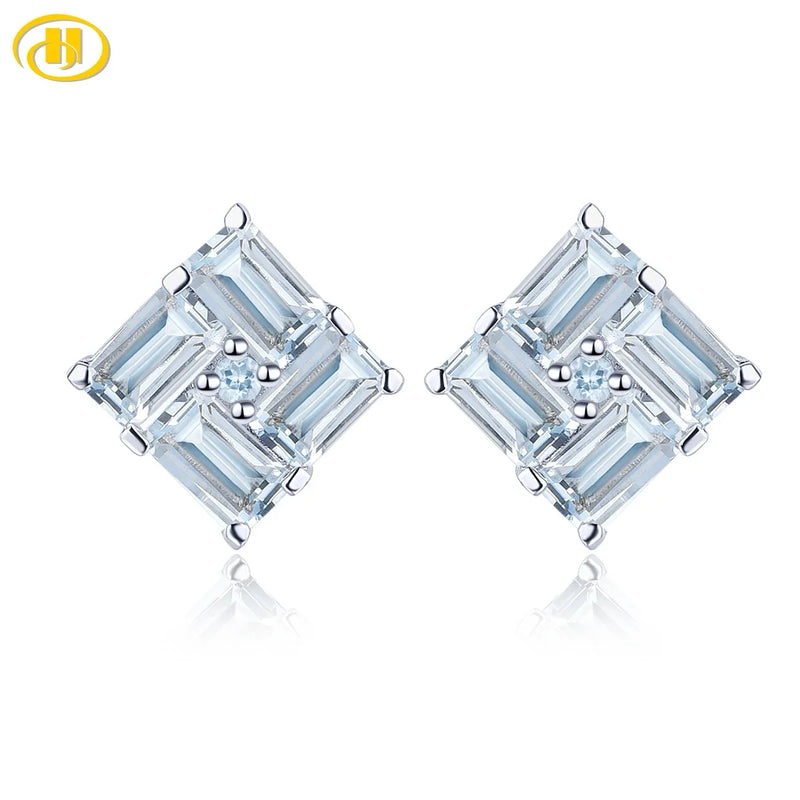 Aquamarine Sterling Silver Stud Earrings