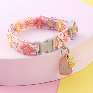 Rainbow Lace Flower Pet Collar