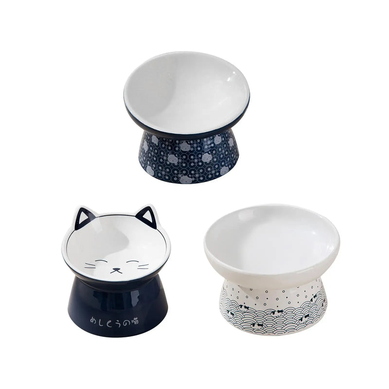 Ceramic Raised Cat Food Bowls