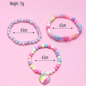 Girls Heart Charm Bracelets (3pcs)