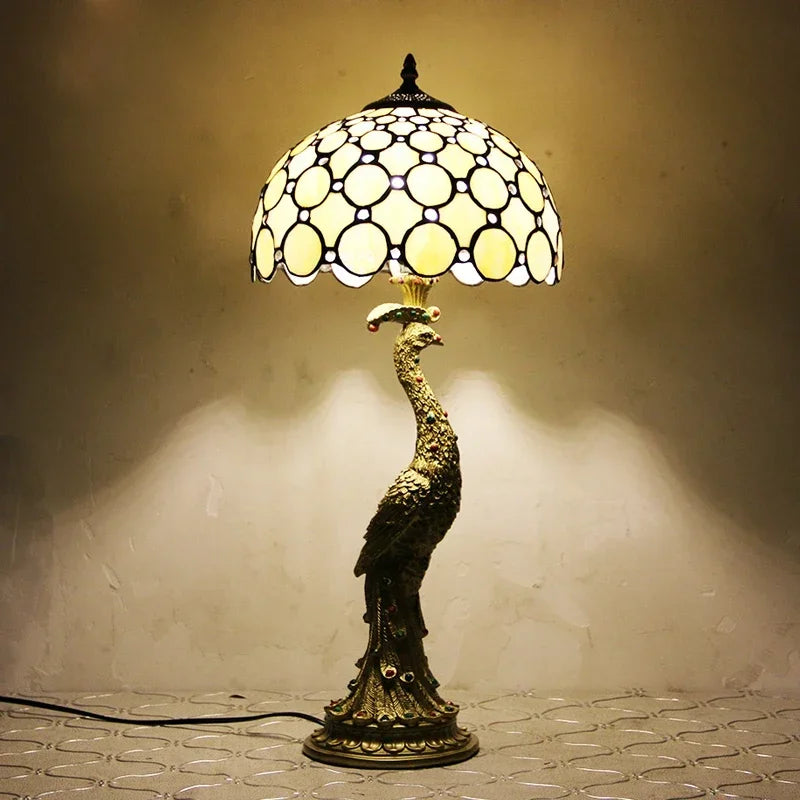 Tiffany Peacock Table Lamps