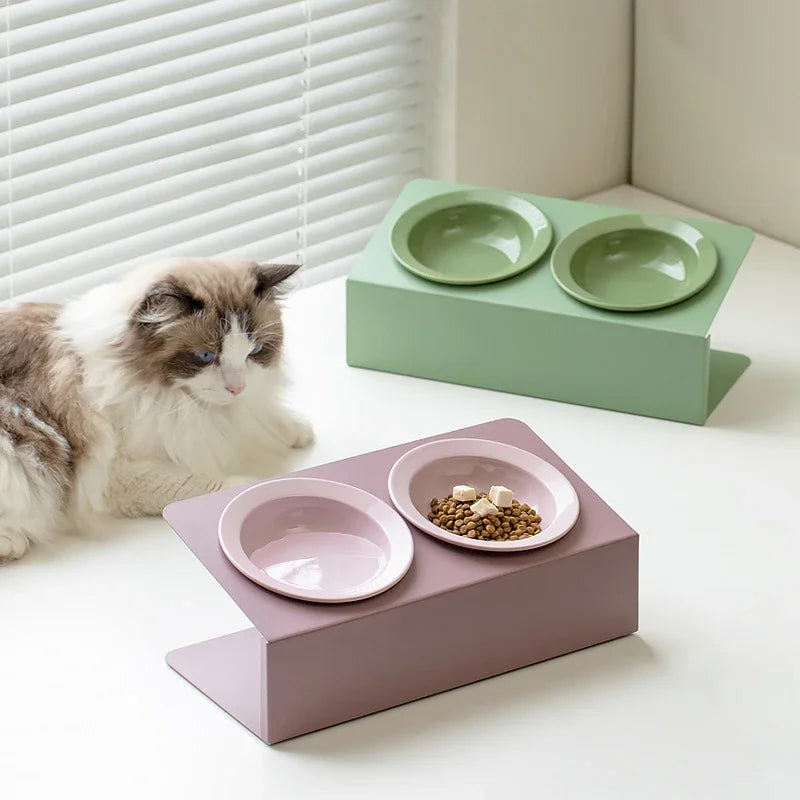 Pet Double Ceramic Bowls (with Stand)