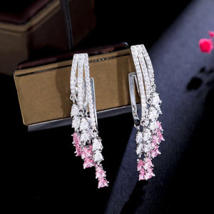 Pink Silver Fashion Earrings