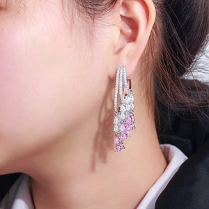 Pink Silver Fashion Earrings